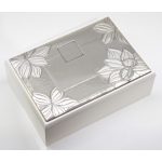 Ezüstözött ékszerdoboz: 5 x 11.5 x 16 cm