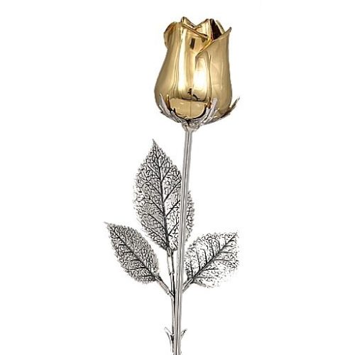 Ezüst rózsa -aranyozott  25 cm