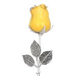Ezüst Rózsa - sárga , kézzel festett 47 cm