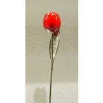 Ezüst - Tulipán -  piros kézzel festett  23cm