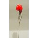 Ezüst - Tulipán -  piros kézzel festett  23cm